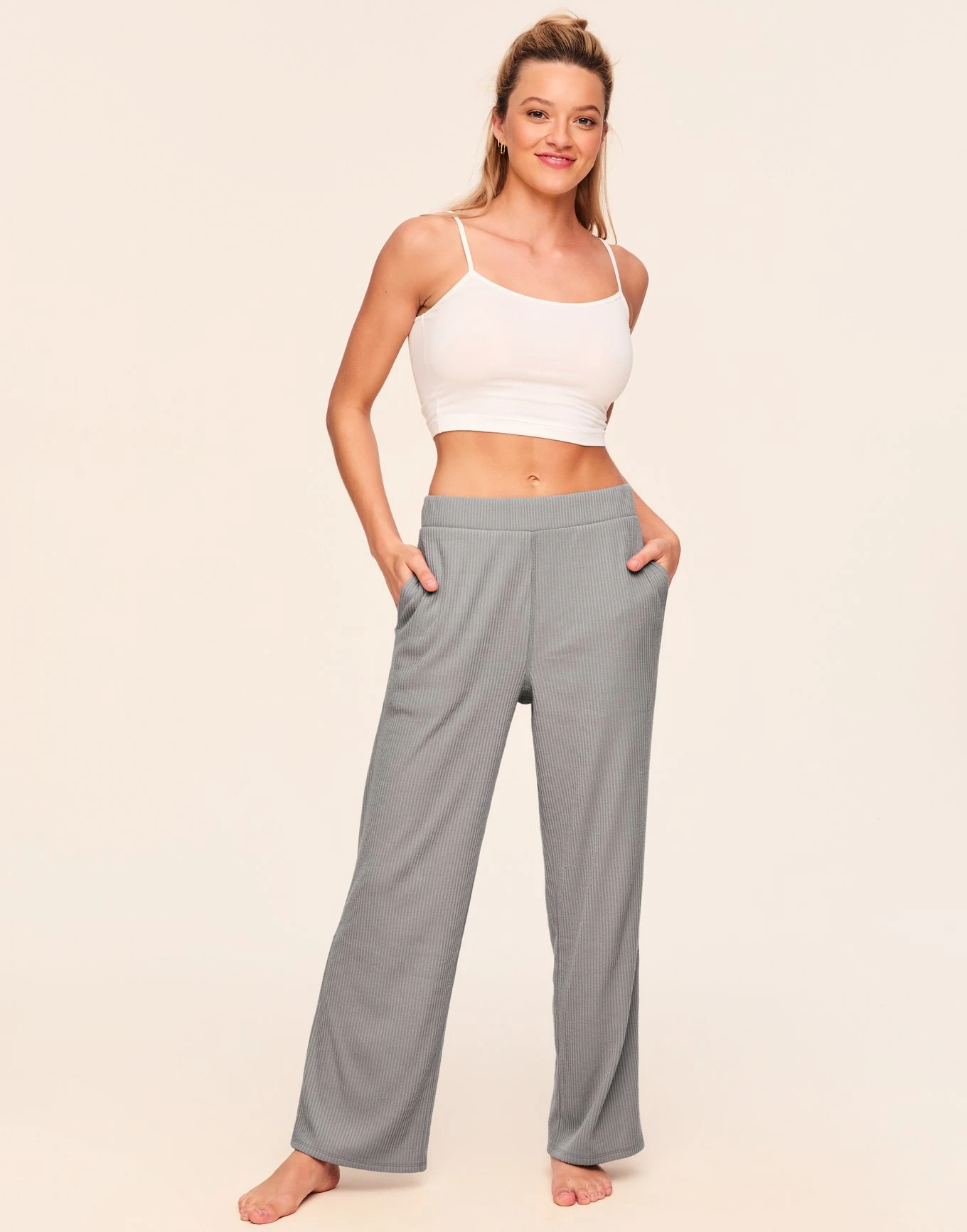 Riley Rib Lounge Pant Gray 1 Riley Rib Lounge Pant Gray