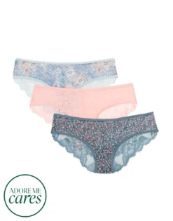 Helene Mesh & Lace Pack Cheeky Plus Print