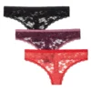 Cori Allover Lace Pack Thong Black