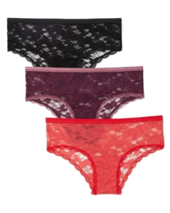 Deirdre Allover Lace Pack Cheeky Plus Black