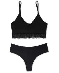 Saffron Unlined Black -Laced Bra Sales Store full 492